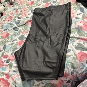Black Faux Leather Bike Shorts